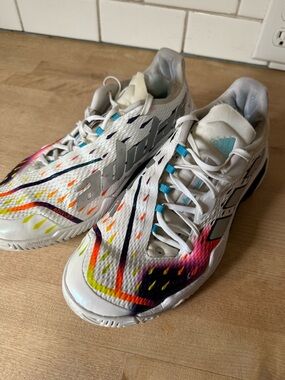Adidas Barricade Tennis Shoes Women Size 9.5 White GW3817 Sneakers Pickleball